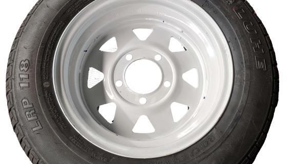 Manutec 155R13 Tyre fitted to 13 inch White Sunraysia Ford Rim Trailer Caravan