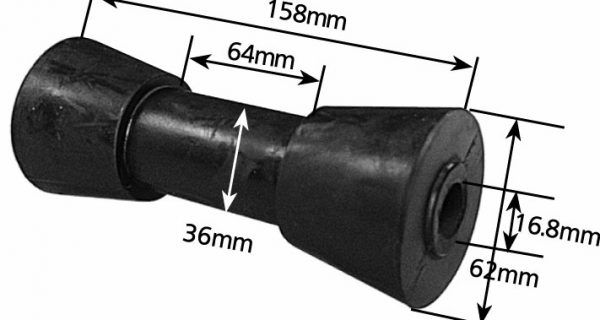Rubber Boat Rollers 6 inch Sydney Type, Black with 17mm plain bore Trailer Parts