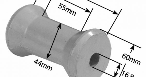 Rubber Boat Rollers 4 inch Cotton Reel Type, Grey with 16mm plain bore Trailer