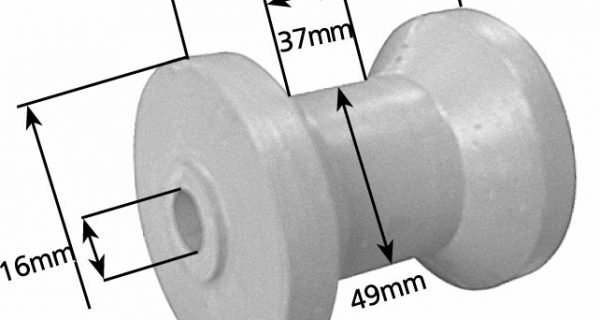 Rubber Boat Rollers 3.5 inch Cotton Reel, Grey with 16mm plain bore Trailer Part