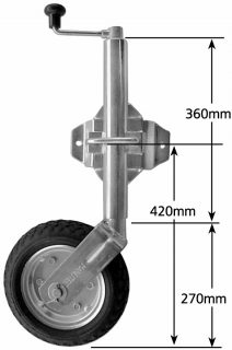 2021 Standard Jockey Wheel 10″ Solid R Pneu w/ Welded Swivel Bracket 850kg Rated