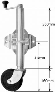 2021 Standard Jockey Wheel 6″ Solid R Welded Pin Locking Swivel Bracket 500kg