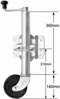 2021 Standard Jockey Wheel 6″ Solid R Nylon Bore w/ U-Bolt Swivel Bracket 500kg
