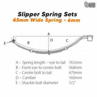 Manutec Slipper Spring Set – 45mmx6mmx6 Leaf, Galv Trailer Caravan Spare Part