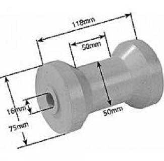 Rubber Boat Rollers 4-1/2 inch Cotton Reel, Grey with 16mm plain bore Trailer