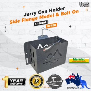 Jerry Can Holder – With Side Flange Model, Bolt On, Hammertone Trailer Caravan