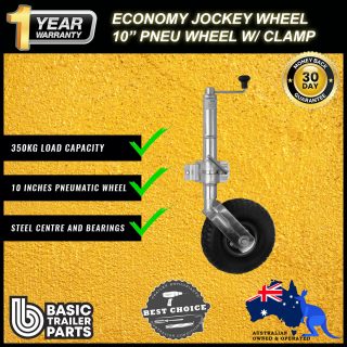 2021 Economic Jockey Wheel 10″ Pneumatic Steel Center & Bearings Clamp On 350kg