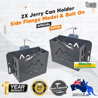 2X Jerry Can Holder – With Side Flange Model, Bolt On, Hammertone Trailer Caravan