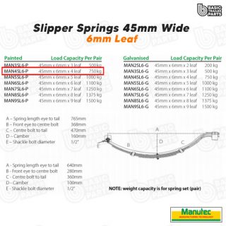 Slipper Springs 4 Leaf Slipper Spring – 45mm wide – 6mm thick – Painted Trailer