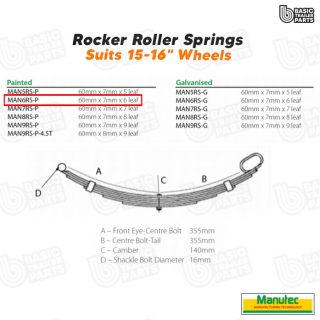 Manutec 6 Leaf Roller RockerSpring – Painted Trailer Caravan Spare Part