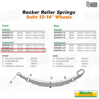Rocker Roller Springs 7 Leaf Roller Rocker Spring – Galvanised (Front) Trailer