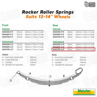 Rocker Roller Springs 7 Leaf Roller Rocker Spring – Galvanised (Rear) Trailer