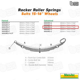 Manutec 7 Leaf Roller RockerSpring – Galvanised Trailer Caravan Spare Part