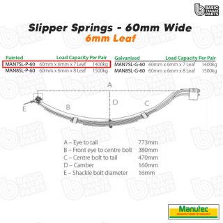 Manutec 7 Leaf Slipper Spring 60mm x 6mm- Painted Trailer Caravan Spare Part