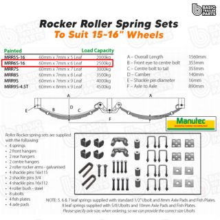 Manutec Roller Rocker Spring Set – 60mmx7mmx6 Leaf, Painted Trailer Caravan Part