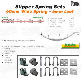 Manutec Slipper Spring Set – 60mmx6mmx7 Leaf, Painted Trailer Caravan Spare Part