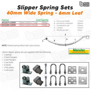 Manutec Slipper Spring Set – 60mmx6mmx8 Leaf, Painted Trailer Caravan Spare Part